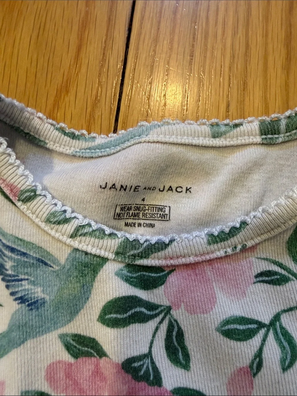 Janie and Jack Pink, Green and Blue Floral Hummingbird Pajama Set
